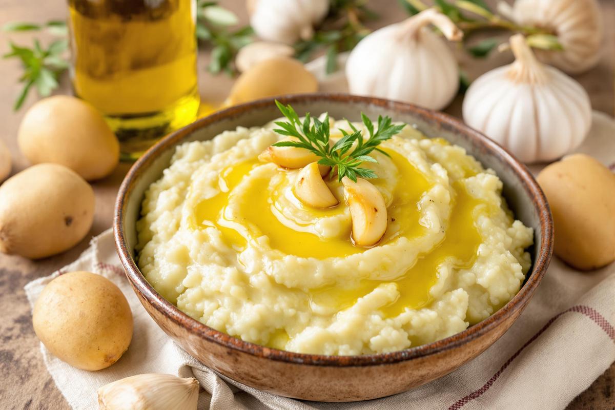 Les bienfaits de l'écrasé de pomme de terre à l'huile d'olive et ail