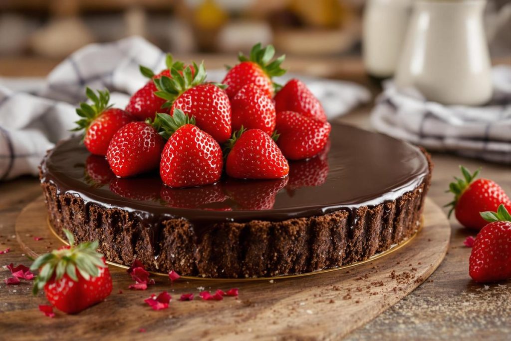 La recette parfaite pour les amateurs de chocolat : voici notre tarte très gourmande au chocolat et aux fraises