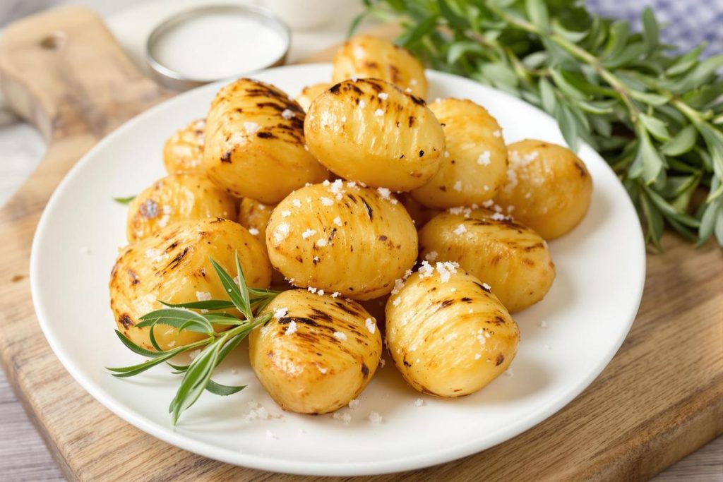 Pommes de terre nouvelles au four avec la peau