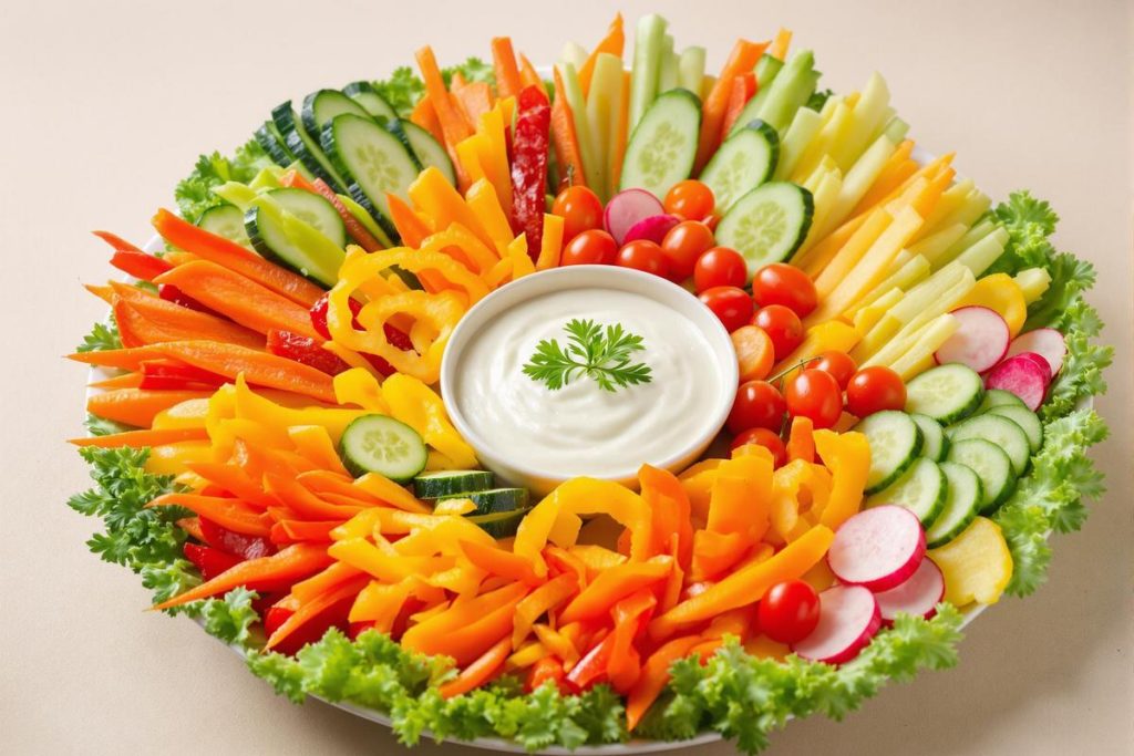 Présentation decoration plateau de crudités