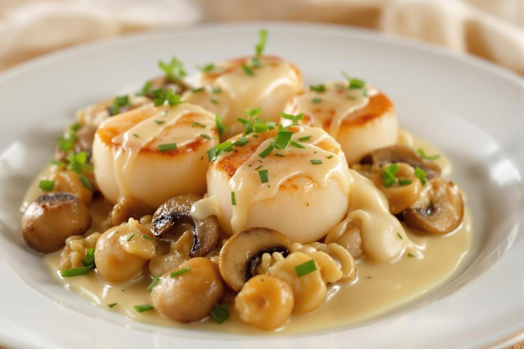 Recette de coquilles Saint-Jacques à la bretonne avec champignons