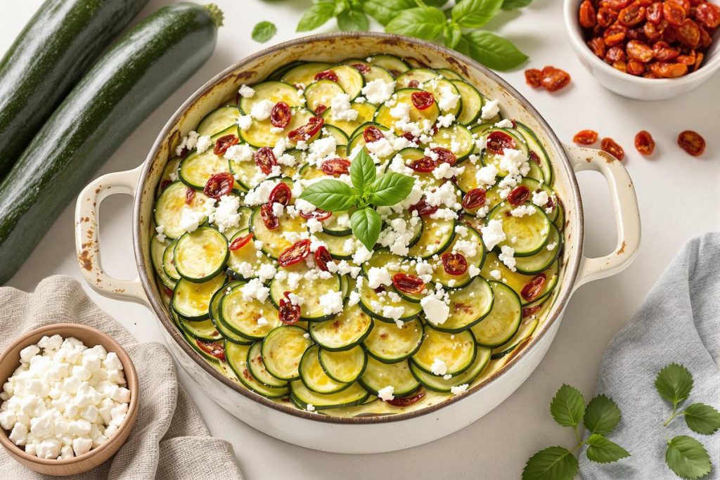 Les courgettes arrivent sur nos étals : la recette de l'invisible aux courgettes, feta et tomates séchées.jpg