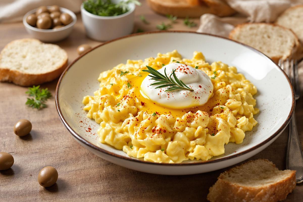 Vous n'allez plus jamais avoir faim avant le repas du midi grâce à cette recette d'œufs brouillés à la grecque.jpg