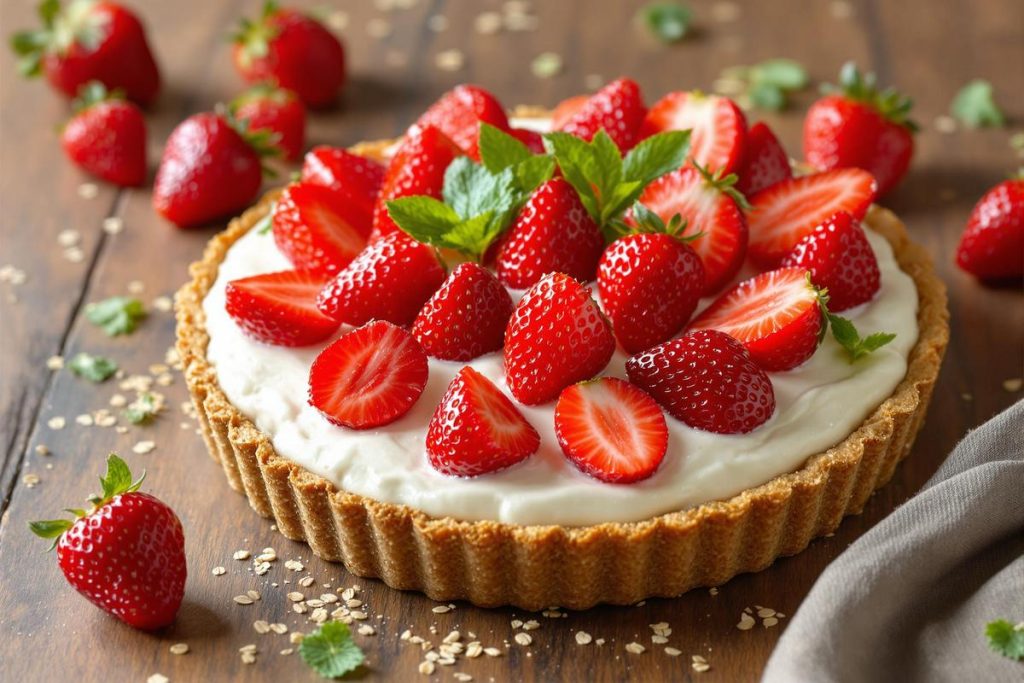 Sans beurre ni sucre ajouté, voici comment préparer une tarte légère aux fraises à base de skyr.jpg