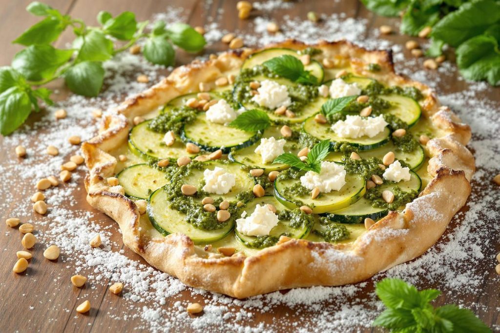 Tarte fine courgette, chèvre et pesto - Recette facile.jpg