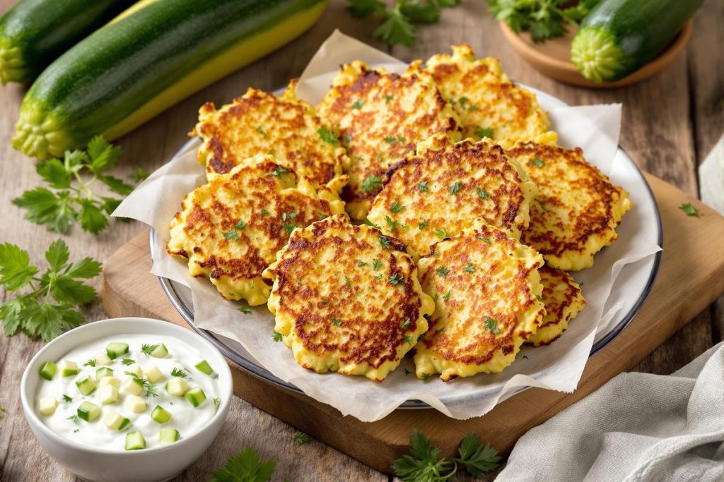Les beignets de courgettes à la grecque, croustillants et parfumés, une manière originale de savourer ce légume d'été.jpg