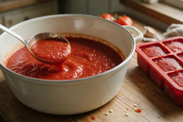 Surplus de tomates au jardin : je prépare cette sauce en 20 minutes et elle tient tout l&rsquo;hiver au congélateur