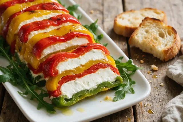 Poivrons marinés au chèvre frais : je prépare cette entrée la veille et mes invités croient que je l&rsquo;ai achetée chez le traiteur